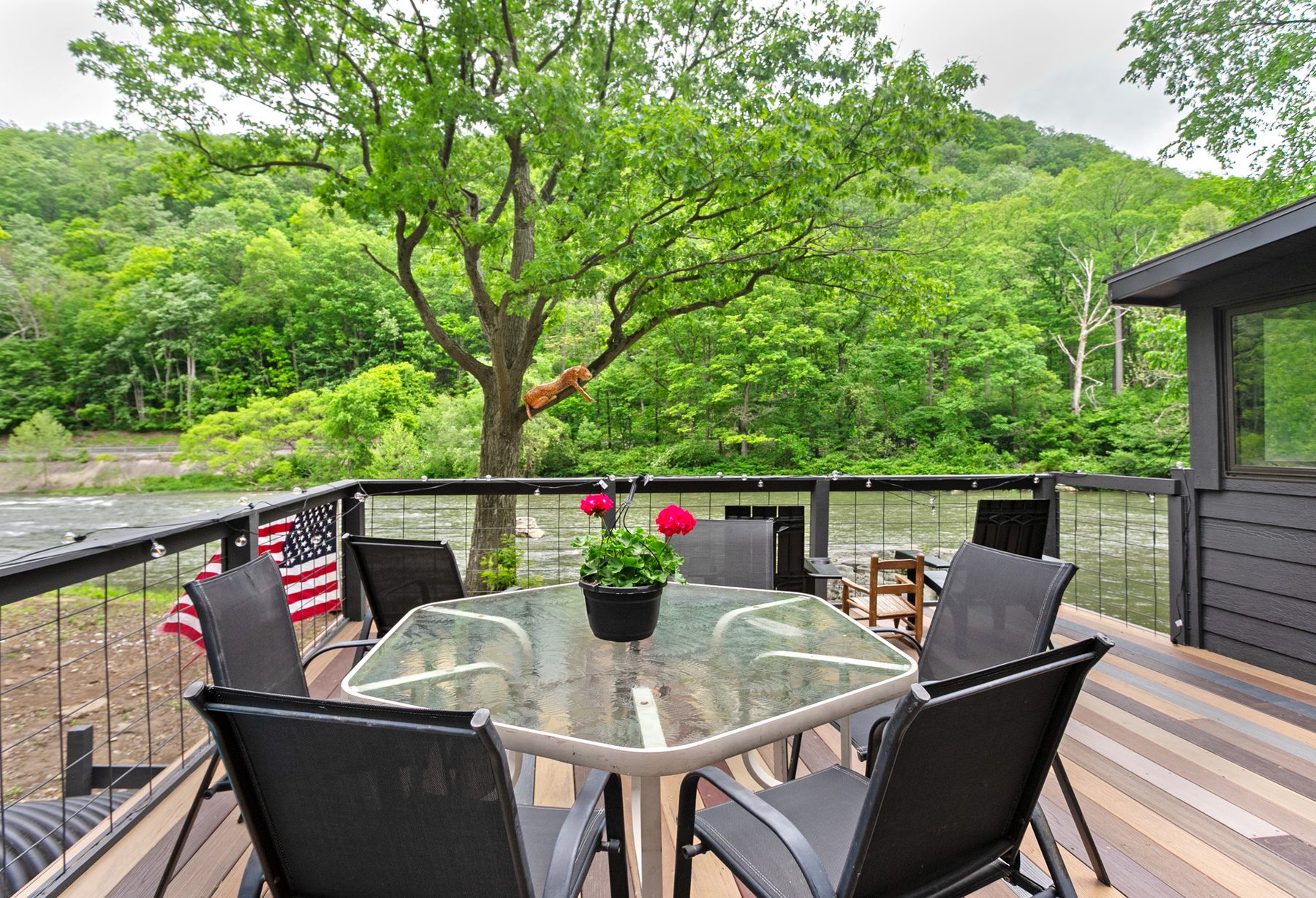 The deck at Kazi Acres overlooking the Loyalhanna Creek